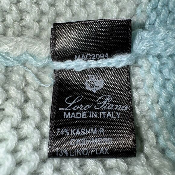 Loro Piana Cashmere Linen Silk Knit Sweater Seafoam Stripe Women Size EUR 46 - Picture 12 of 12